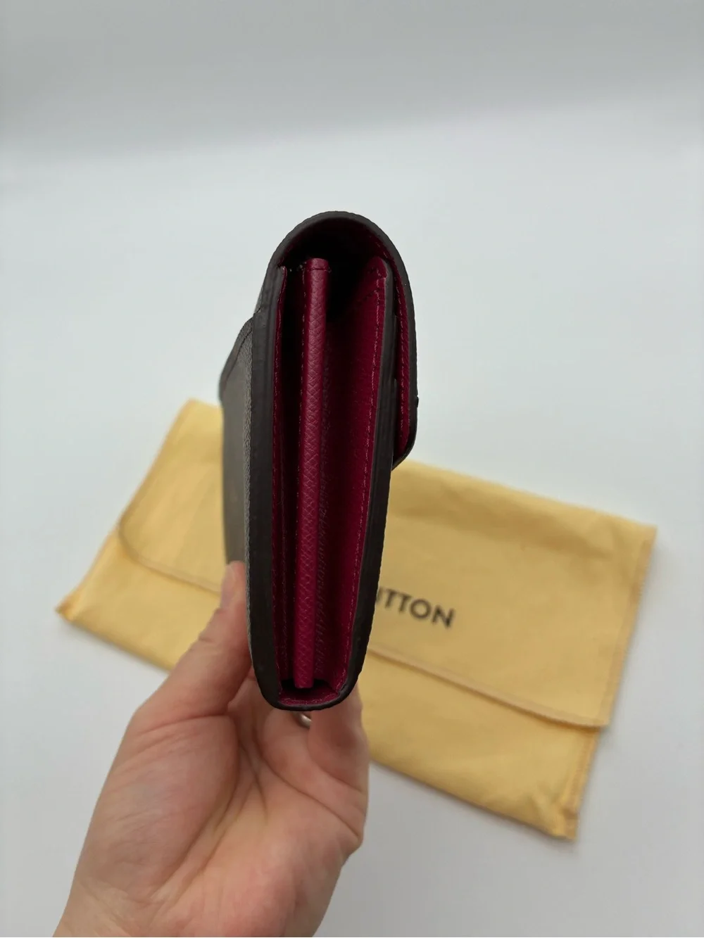 Louis Vuitton Monogram Canvas Sarah envelope style Wallet with pink interior